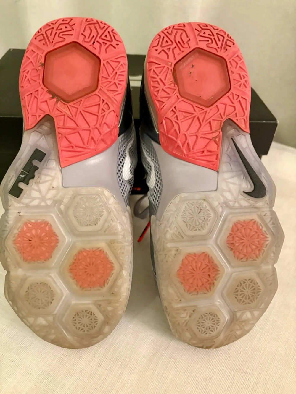 Nike LeBron XII Low GS Grey Orange Athletic Sneakers 5Y EUC w/ Box